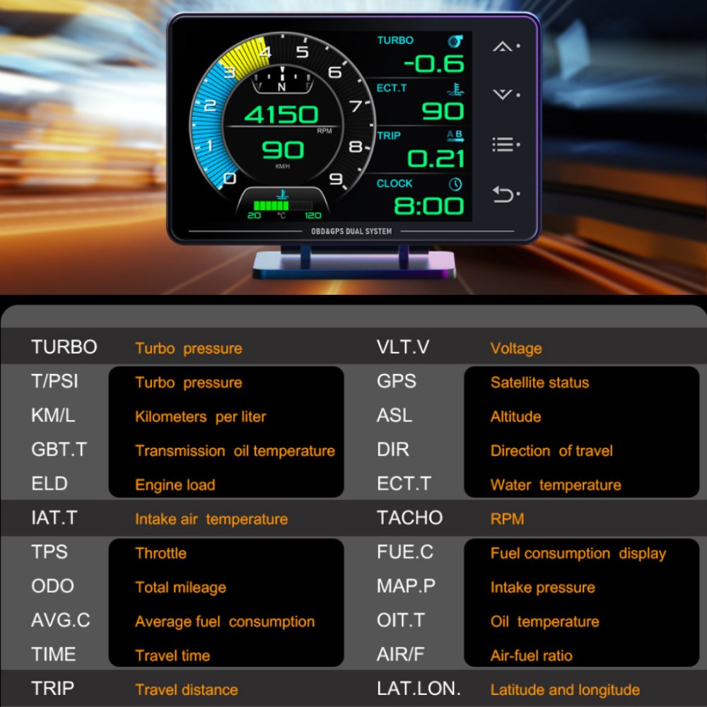 3.5' HD Display XS Obd2 Gauge Easy Read ECU 48+data with Car Inclinometer Car Accessories for All Cars Since 2008