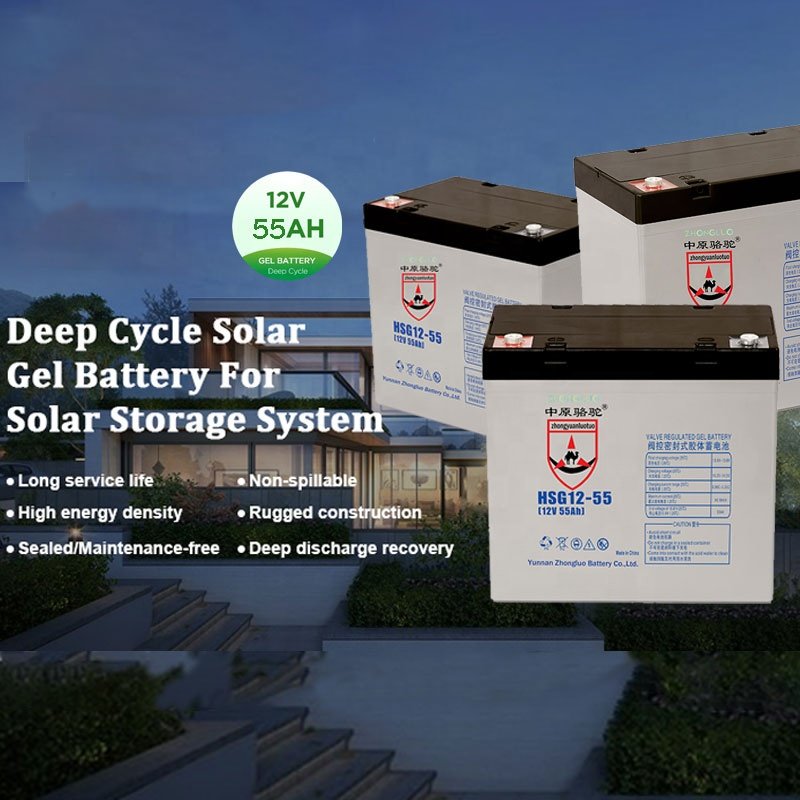 Deep Cycle Rechargeable 55Ah12V Sealed Lead Acid Battery Packs GEL AGM Solar Energy Storage Batteries