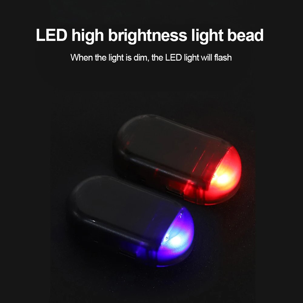 Universal Car LED Flash Warning Light Solar Powered Strobe Alarm Lamp with Anti-Theft Feature ABS Material Caution Sign
