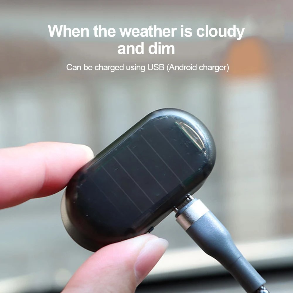 Universal Car LED Flash Warning Light Solar Powered Strobe Alarm Lamp with Anti-Theft Feature ABS Material Caution Sign