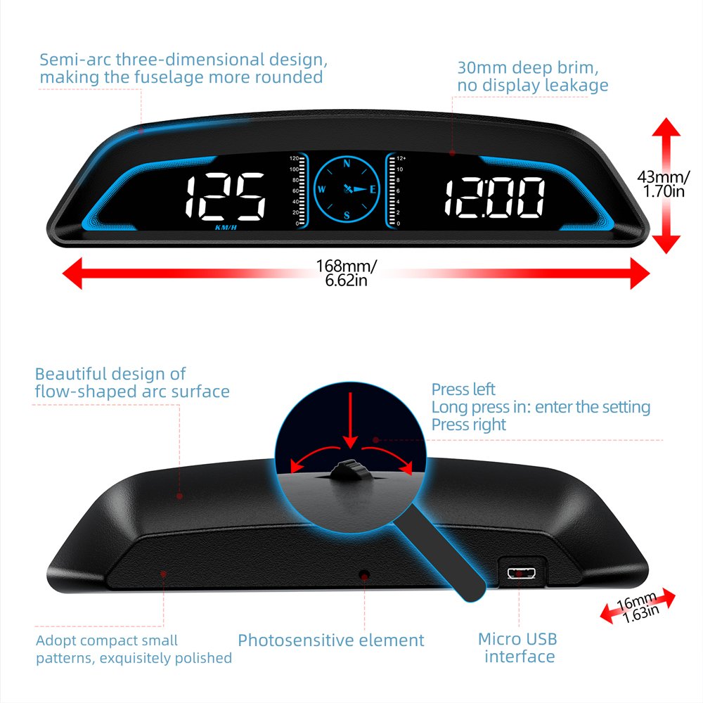 Professional Direct Factory Head up Display Speedometer Hud Speed Display Gps With Over Speed Alarm for All Car