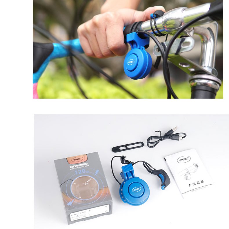 Rechargeable Electronic Bicycle Bell TWOOC T-002 MTB Bicycle Horn Waterproof USB Charging 1 & 4 Sound Modes Electric Bike Ring 4