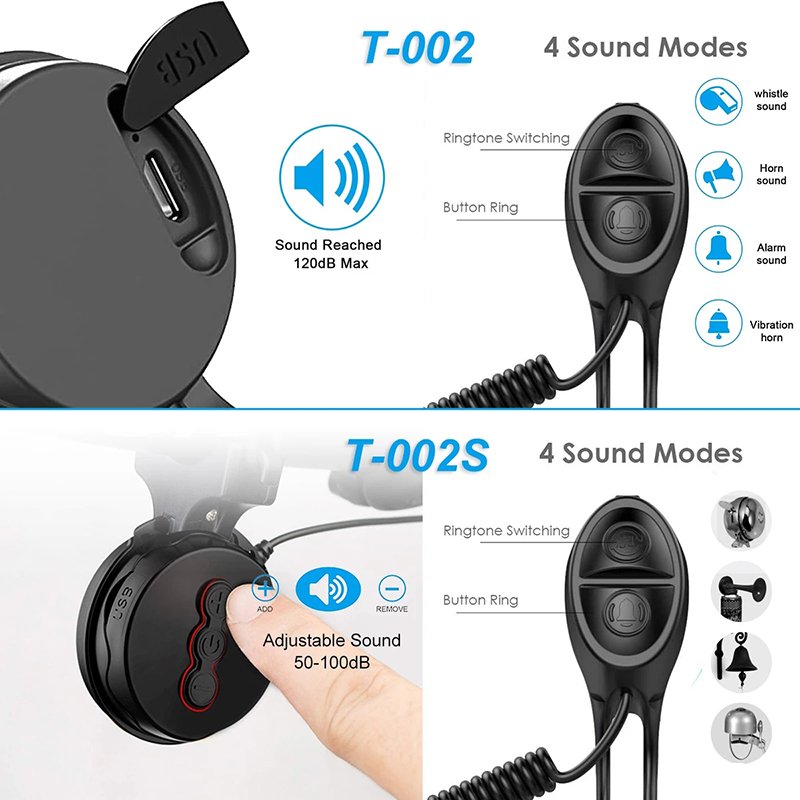 Rechargeable Electronic Bicycle Bell TWOOC T-002 MTB Bicycle Horn Waterproof USB Charging 1 & 4 Sound Modes Electric Bike Ring 4