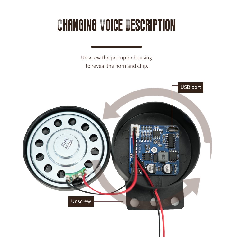 12-24V Car Start Voice Custom 4-channel Trigger Voice Speaker Prompter AC/DC adapter Sound Alarm Reverse Siren Buzzer Alarm Horn