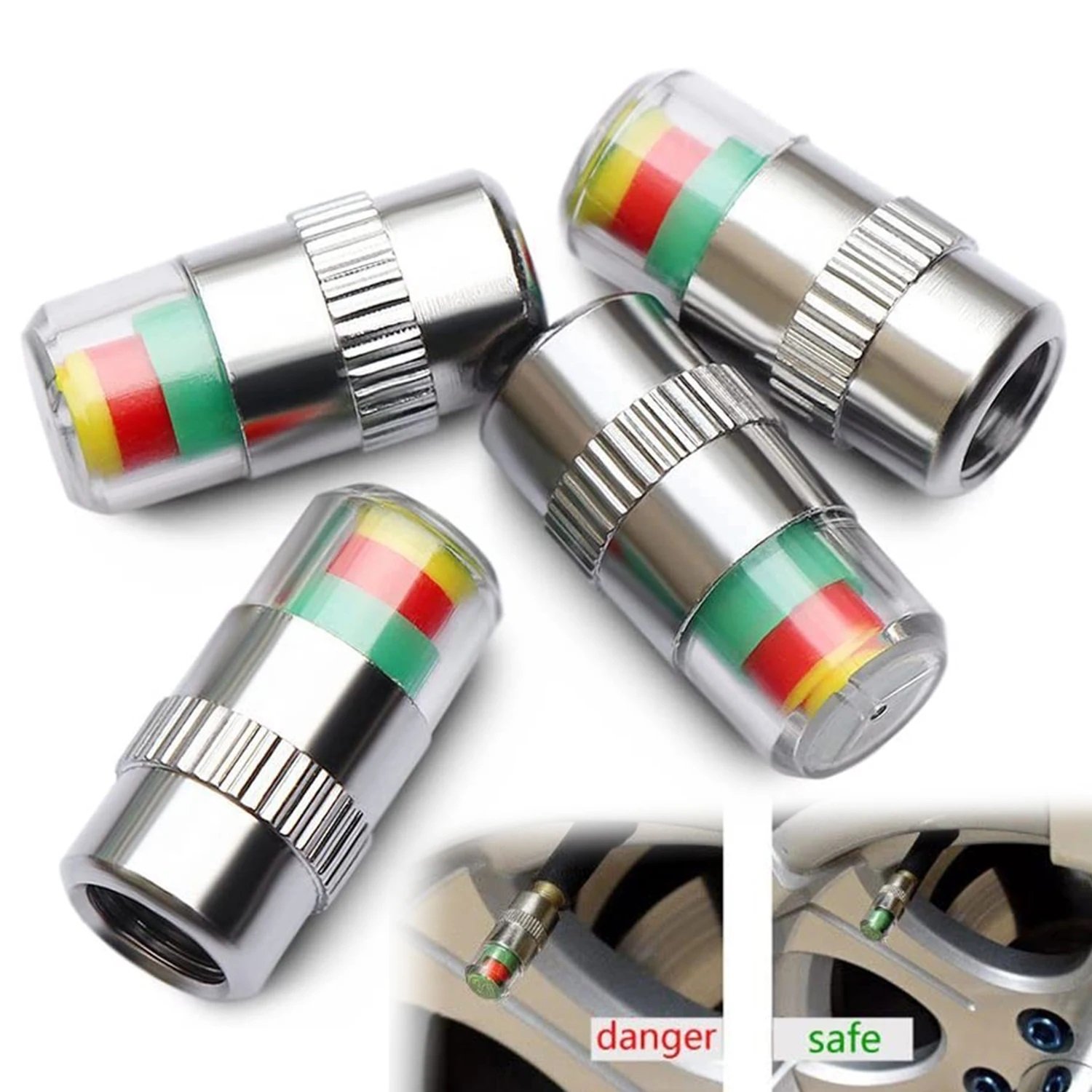 Car Tire Pressure Display Tire Pressure Gauge Display Alarm Monitoring Valve Cap Sensor External Valve Detection
