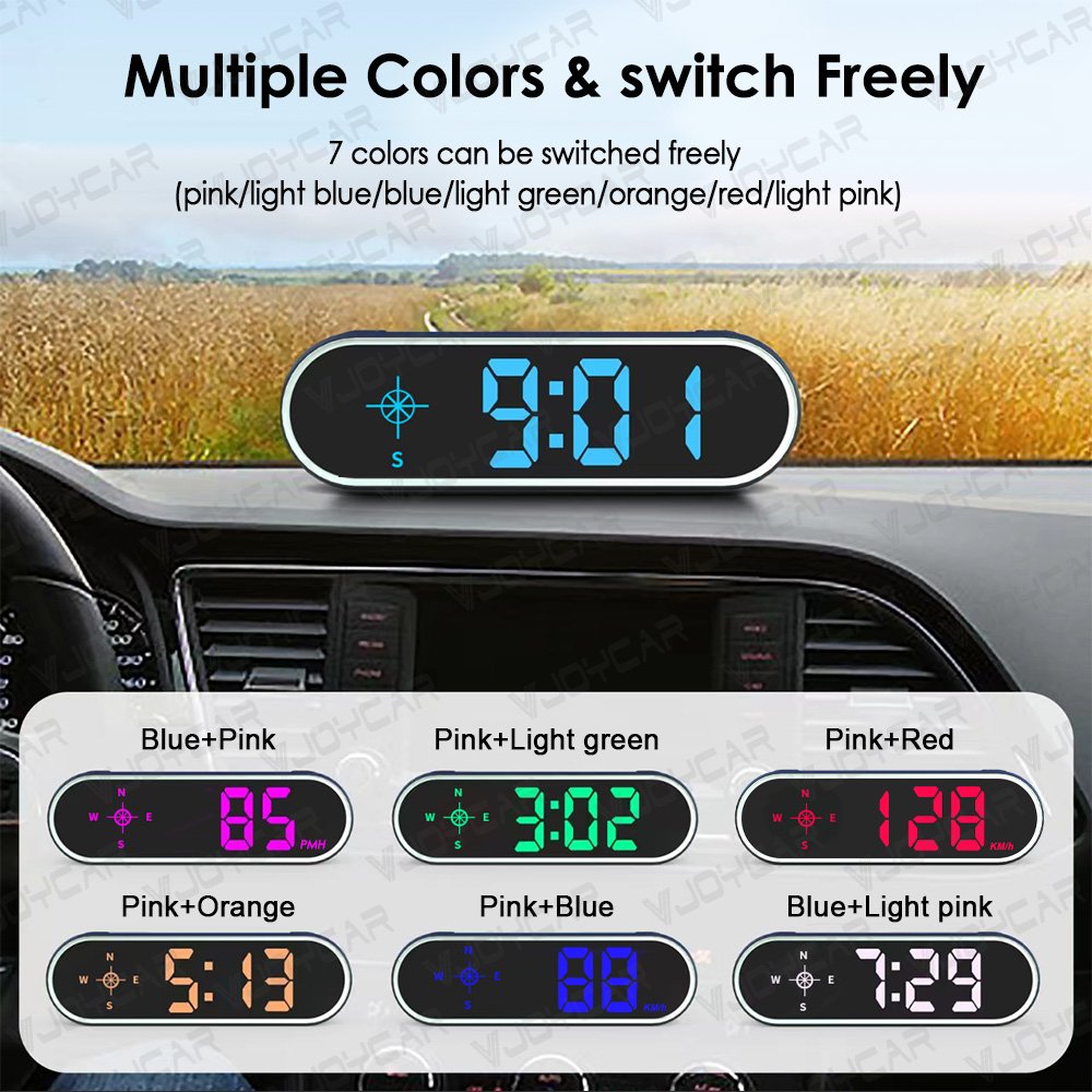 Low Cost New Colorful Display GPS Digital Speedometer Time Clock HUD Display Over-speed Alarm KMH MPH Switch for All Cars