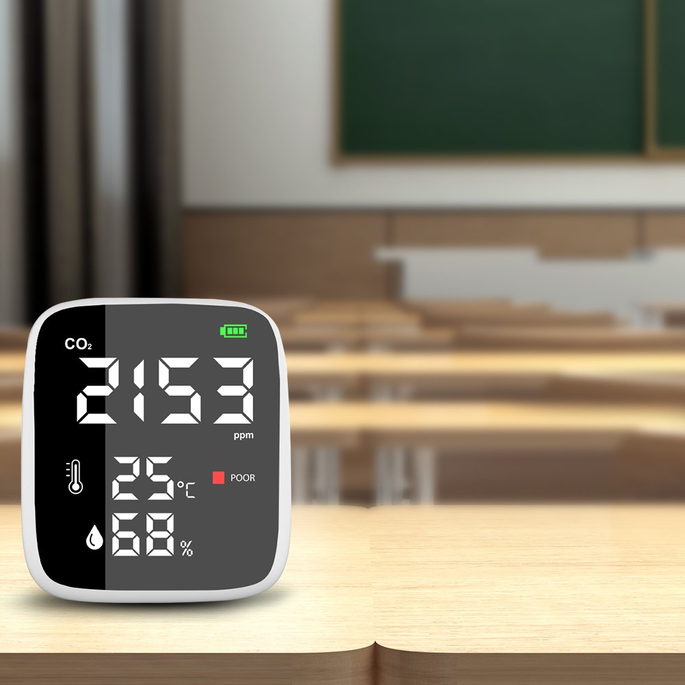Mini CO2 Meter with Infrared (NDIR) Sensor CE Certified Gas Analyzers for Carbon Dioxide (CO2) Detector with Alarm Home School