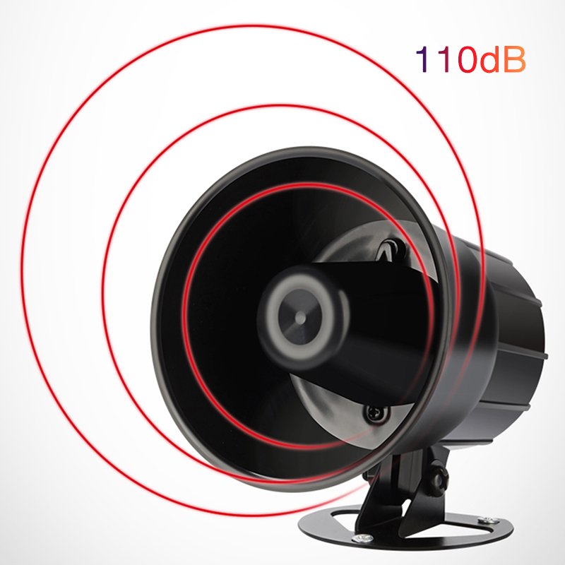 Home Black Indoor Siren Horn 12v 15w 1 Tone Alarm Wired Security Siren Car Alarm Siren for Anti-theft Intruder Alarm System