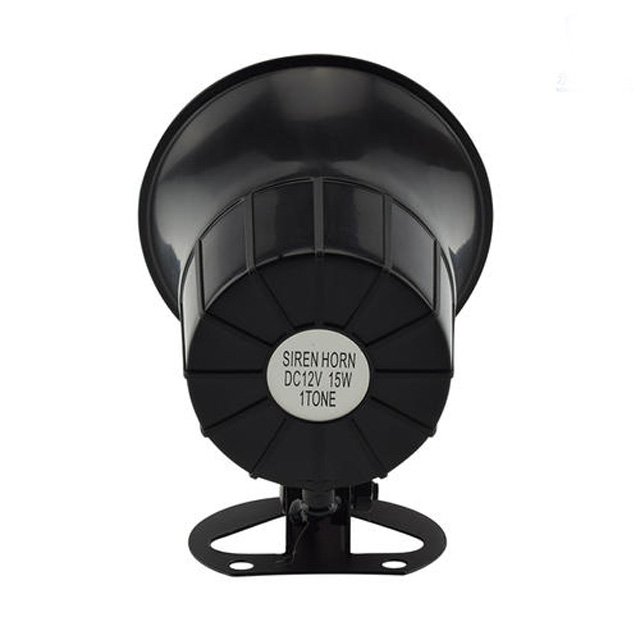 Home Black Indoor Siren Horn 12v 15w 1 Tone Alarm Wired Security Siren Car Alarm Siren for Anti-theft Intruder Alarm System
