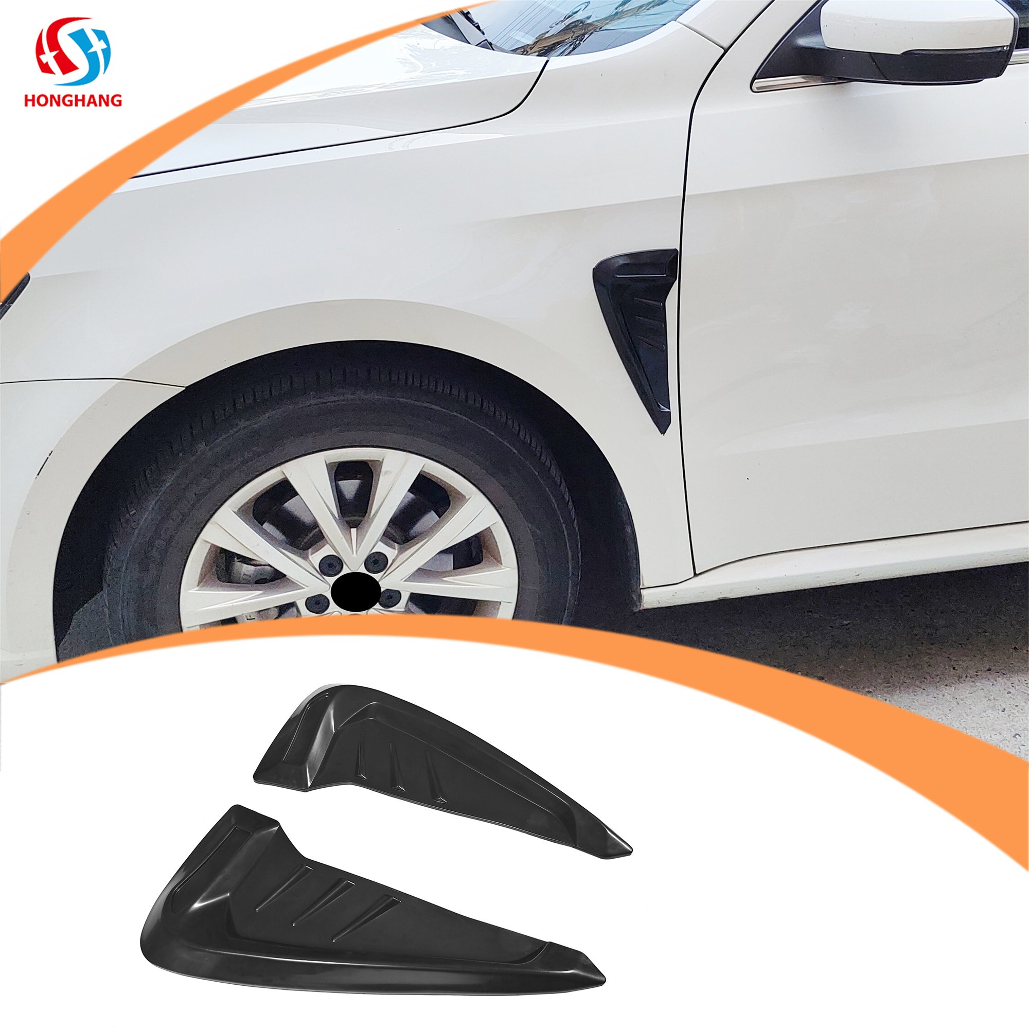 Chaoshenghang Factory Universal Car Fender Side Vents Air Flow Intake Grille Sticker Trim Cover Decoration Type C Carbon Fiber