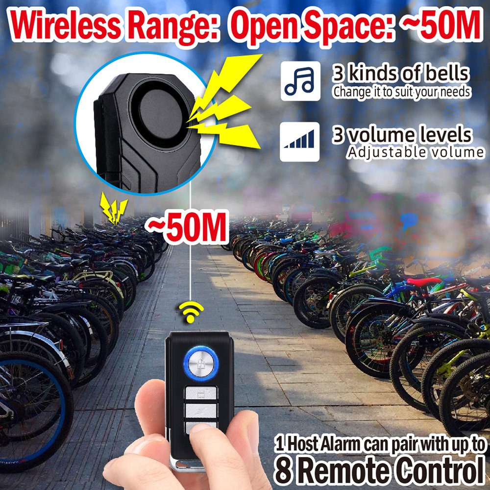 113db Waterproof Vehicle Security Alarm System Wireless Remote Bike Anti-theft Vibration Motorcycle Bicycle Alarm Battery Power