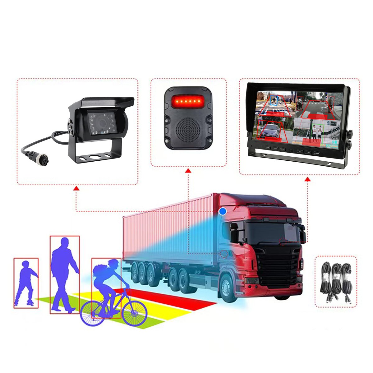 Volume Adjustable Blind Spot Radar BSD Alarm Speaker Fit for Truck Bus Car Pedestrians Detection Alert DVR Recorder Monitor