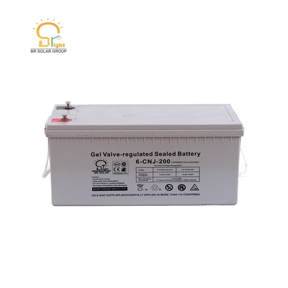 BR SOLAR Deep Cycle Solar Gel Battery 12V 100AH 200AH Agm Gel Battery for Solar Energy Storage System