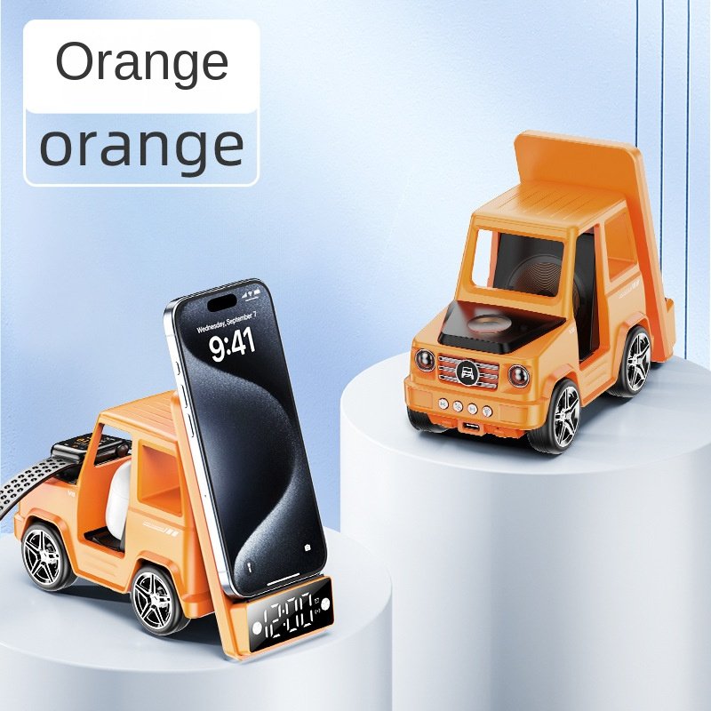 New G63 3-in-1 Smart Car Alarm Clock Audio Wireless Charger Mobile Phone Headset Watch Bracket 20W Output Power pc Material