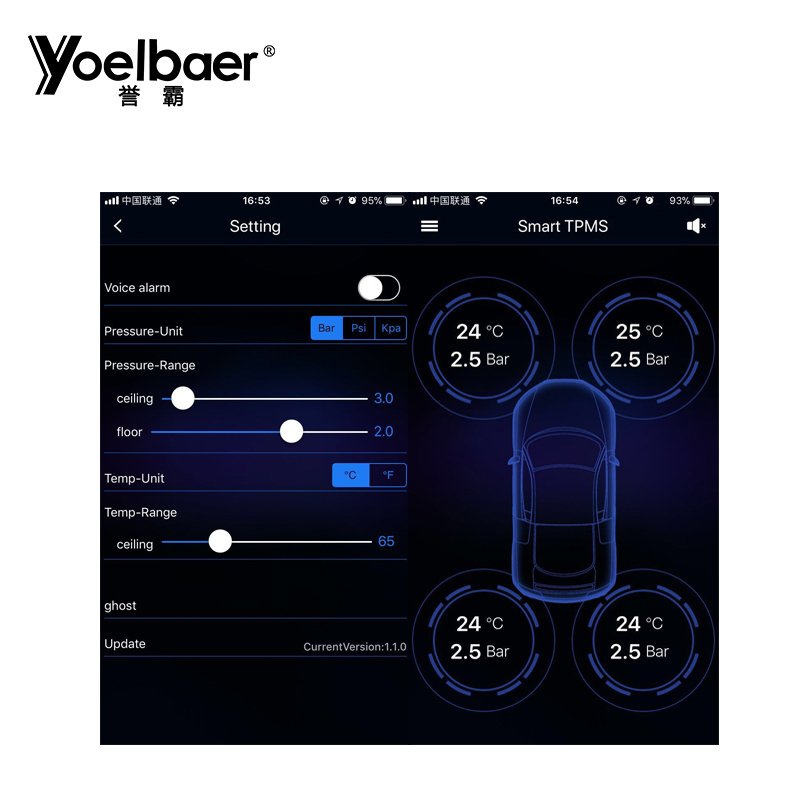 Car TPMS Tyre Pressure Monitoring System App Control Digital Auto Security Alarm Systems