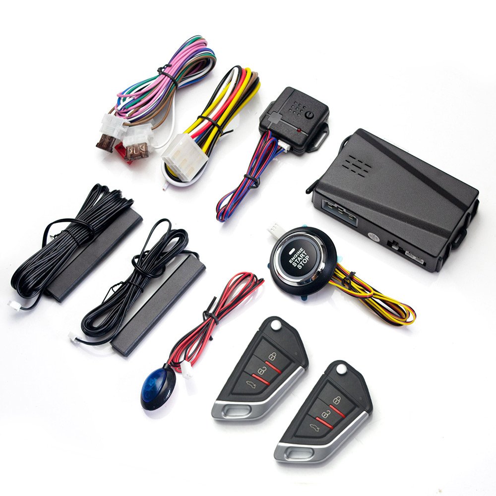 Car Alarm Passive Keyless One Button Start Remote Control Auto Central Lock Push Button Start Stop 12V Universal Automotive PKE