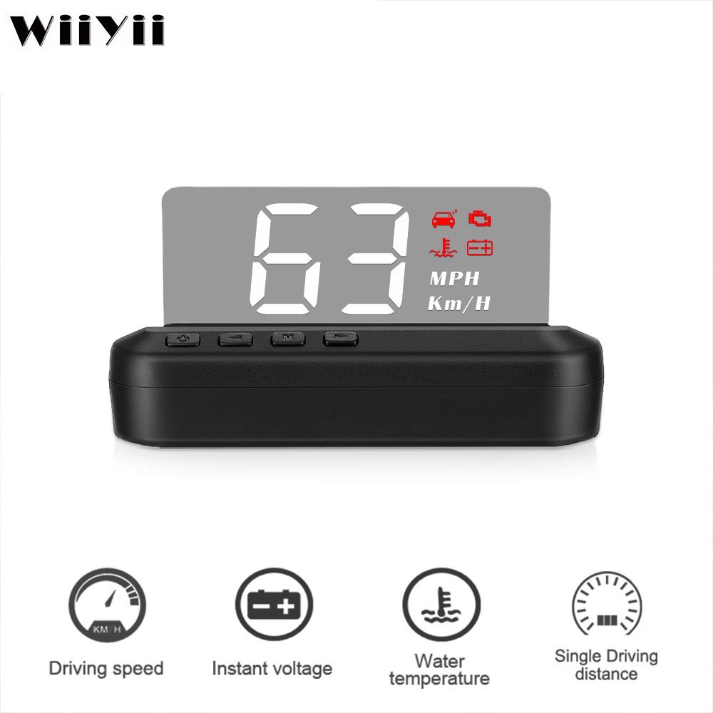 Car HUD Windshield Auto Electronic Voltage Alarm Overspeed Warning System Projector Head up Display C100-HUD OBD2 II