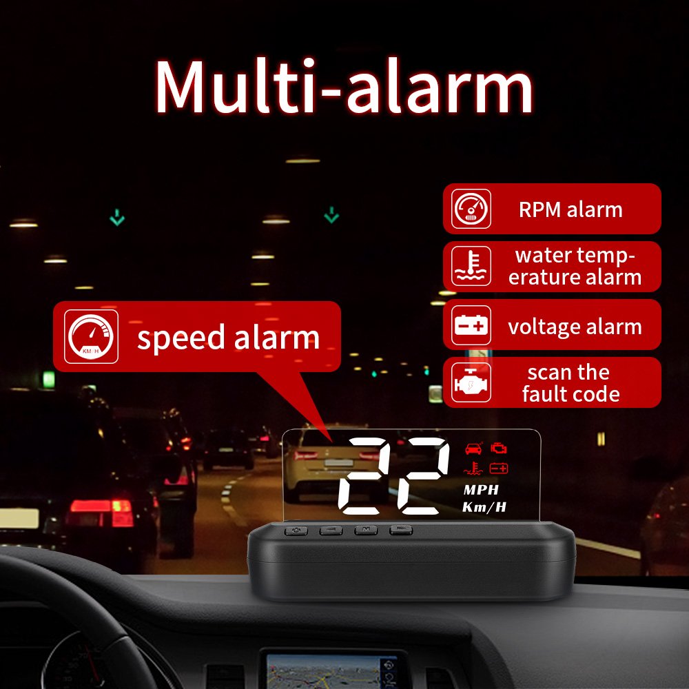 Car HUD Windshield Auto Electronic Voltage Alarm Overspeed Warning System Projector Head up Display C100-HUD OBD2 II