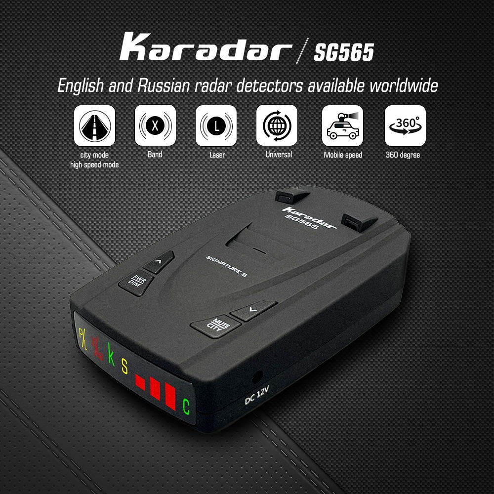 Karadar SG565 English Menu Car Radar Detector Signature Antiradar Detector LED Anti Car Speed Alarm for EU, USA Korea, Asia