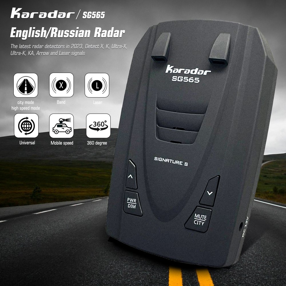 Karadar SG565 English Menu Car Radar Detector Signature Antiradar Detector LED Anti Car Speed Alarm for EU, USA Korea, Asia