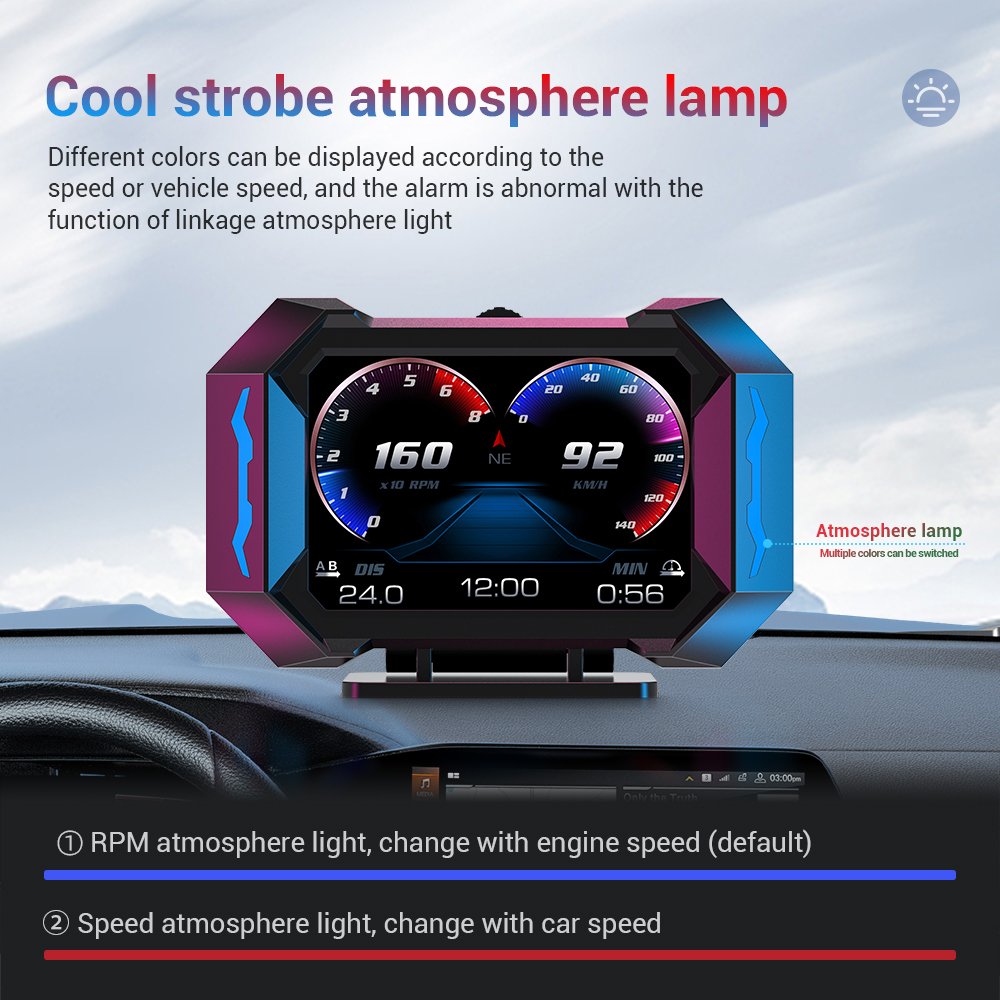 Universal OBD&GPS Speed Slope Meter Speedometer Head up Display Smart Gauge Car Diagnostic Tool P25