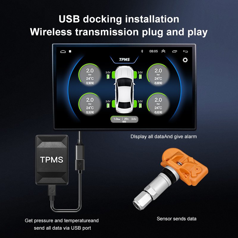 TPMS Android Bluetooth-compatible Tire Pressure Monitor System for Car Wheel with Internal Sensor