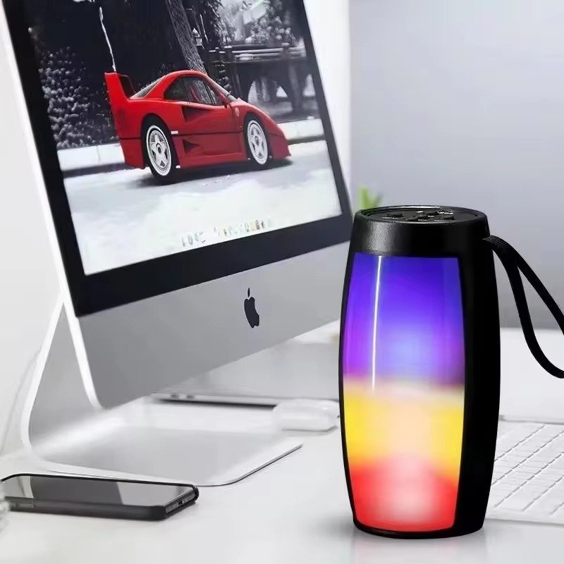 New FM Radio Car Speaker Outdoor Subwoofer Reverberation LED Speaker Portable High-power Wireless Speaker