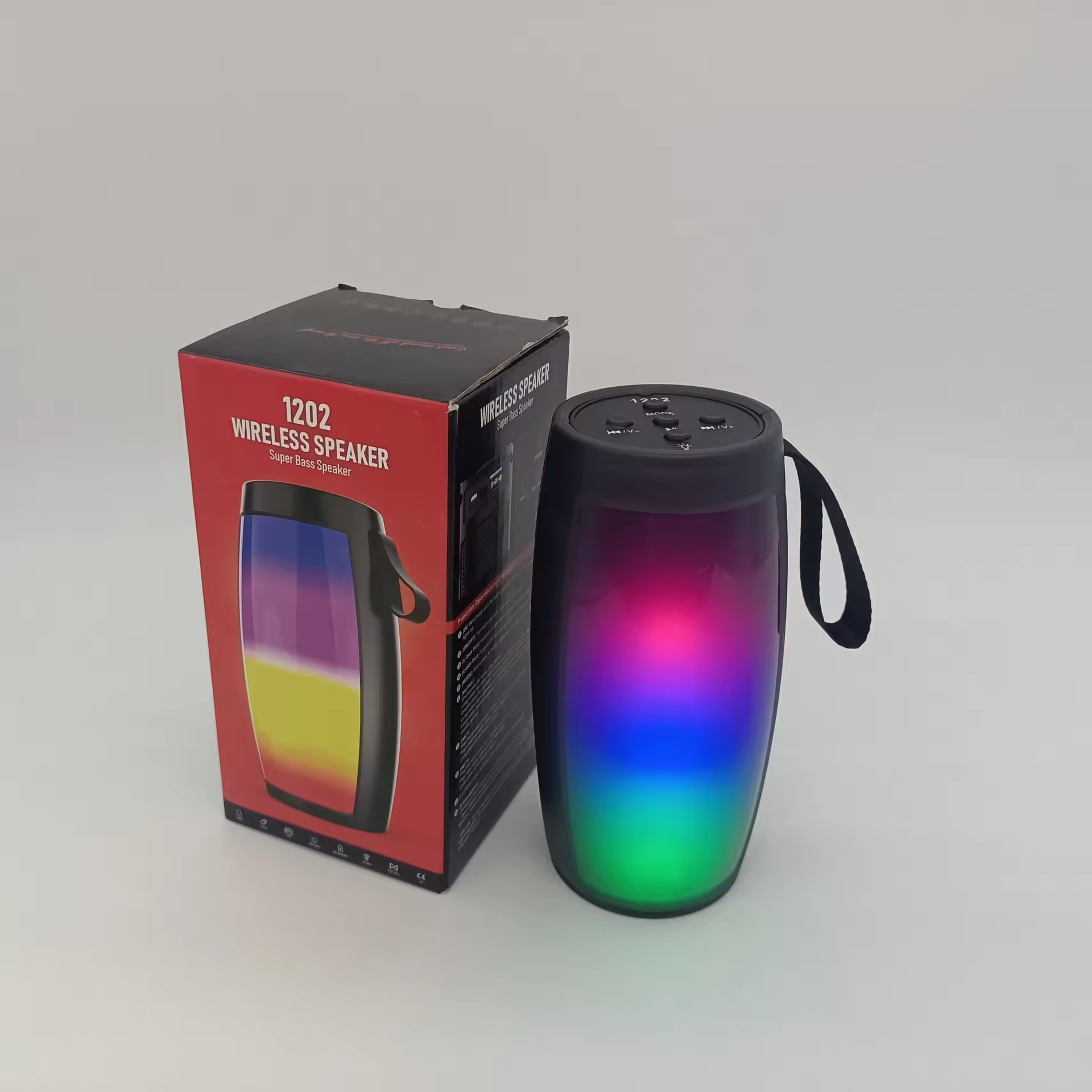 New FM Radio Car Speaker Outdoor Subwoofer Reverberation LED Speaker Portable High-power Wireless Speaker