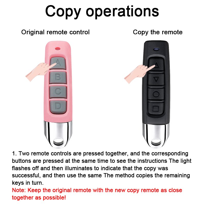 Wireless 433mhz Learning Code Garage Door Clone Remote Control 4 Channel Command Remote Control Duplicator