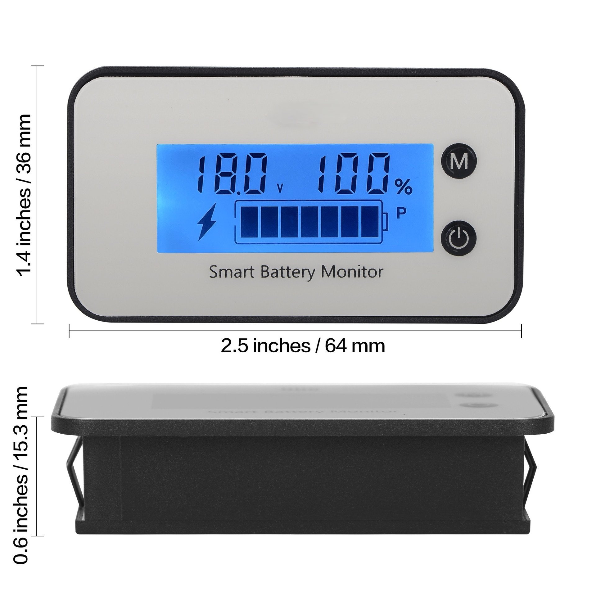 IPX7Waterproof Battery Monitor Tester Colorful Screen Display 7-100V Lithium Battery Voltage Detection Tester DC Battery Monitor