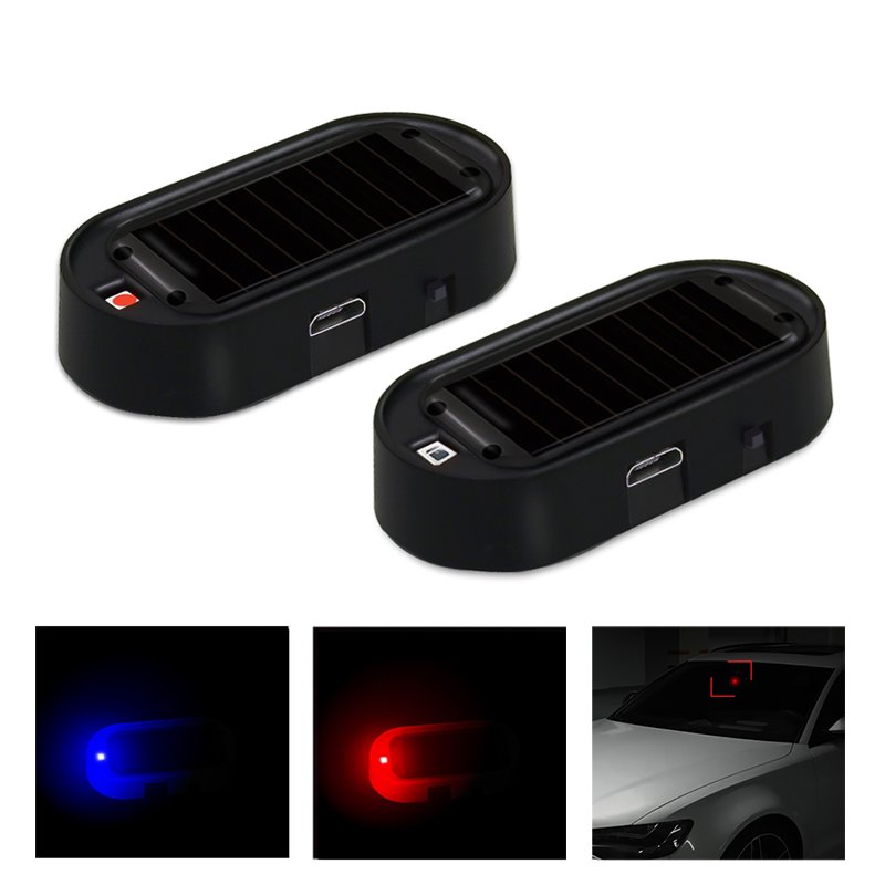 LED Solar Powered Simulated Car Led Warning Light Wireless Strobe Signal Alarm Anti Theft Caution Lamp