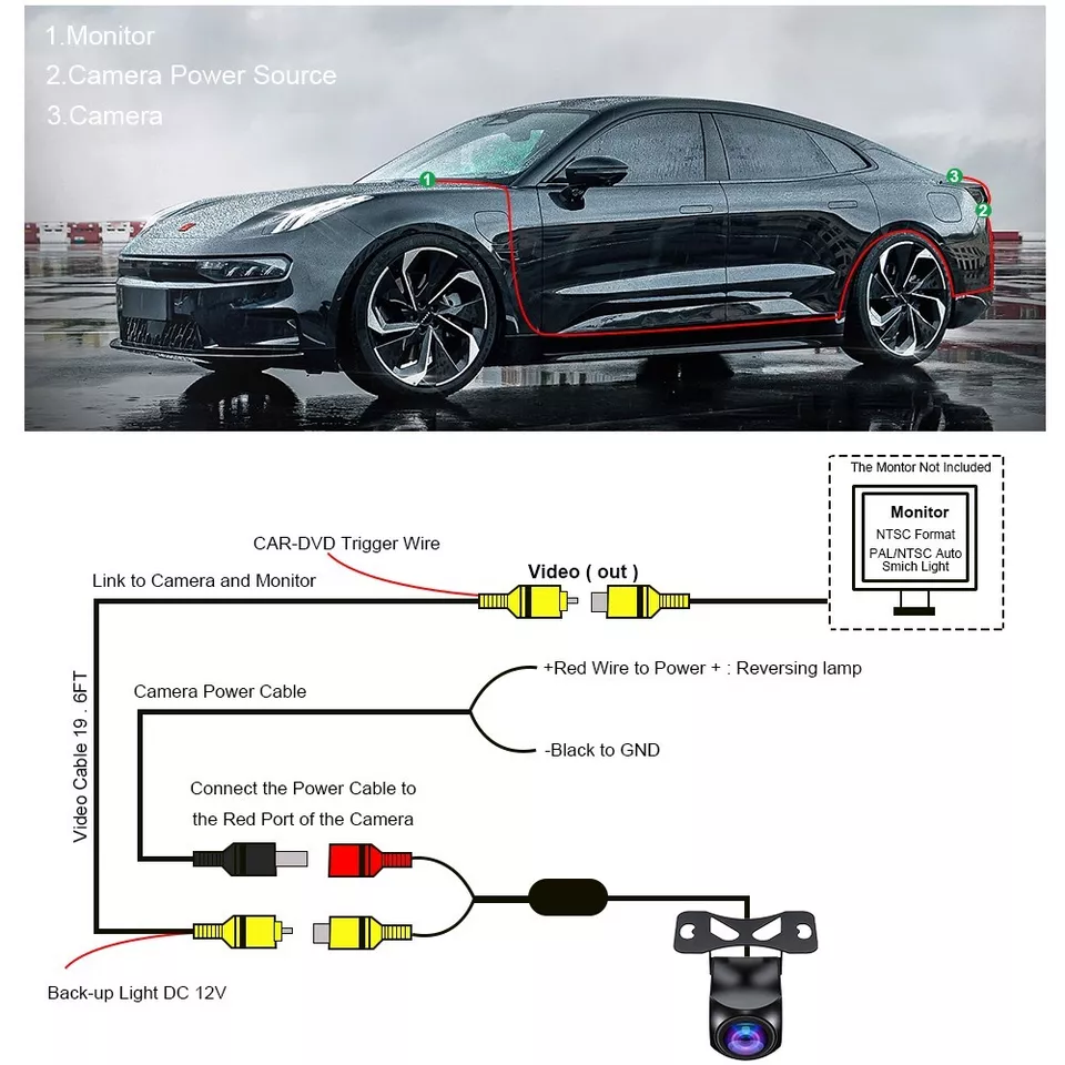 Car Rearview Camera AHD 1080P Radar Alarm WaterProof 170 Wide-Angle Reverse Backup AI Smart Camera for Car Accessories