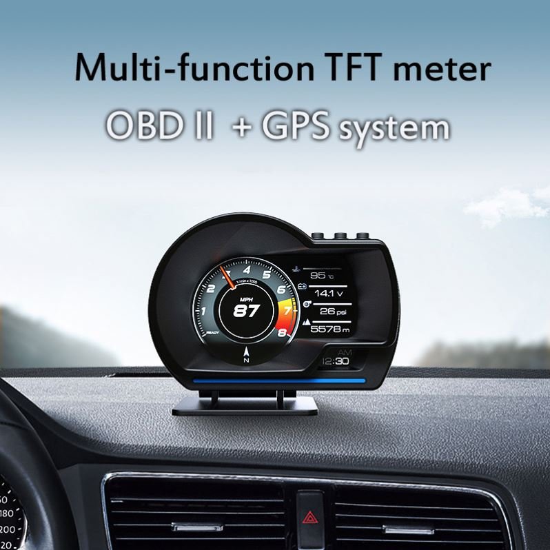 Auto Head up Display OBD2+GPS Digital Speedometer Alarm Water Oil Temp RPM Diagnostic Tools Smart Gauge Hud Display for Car