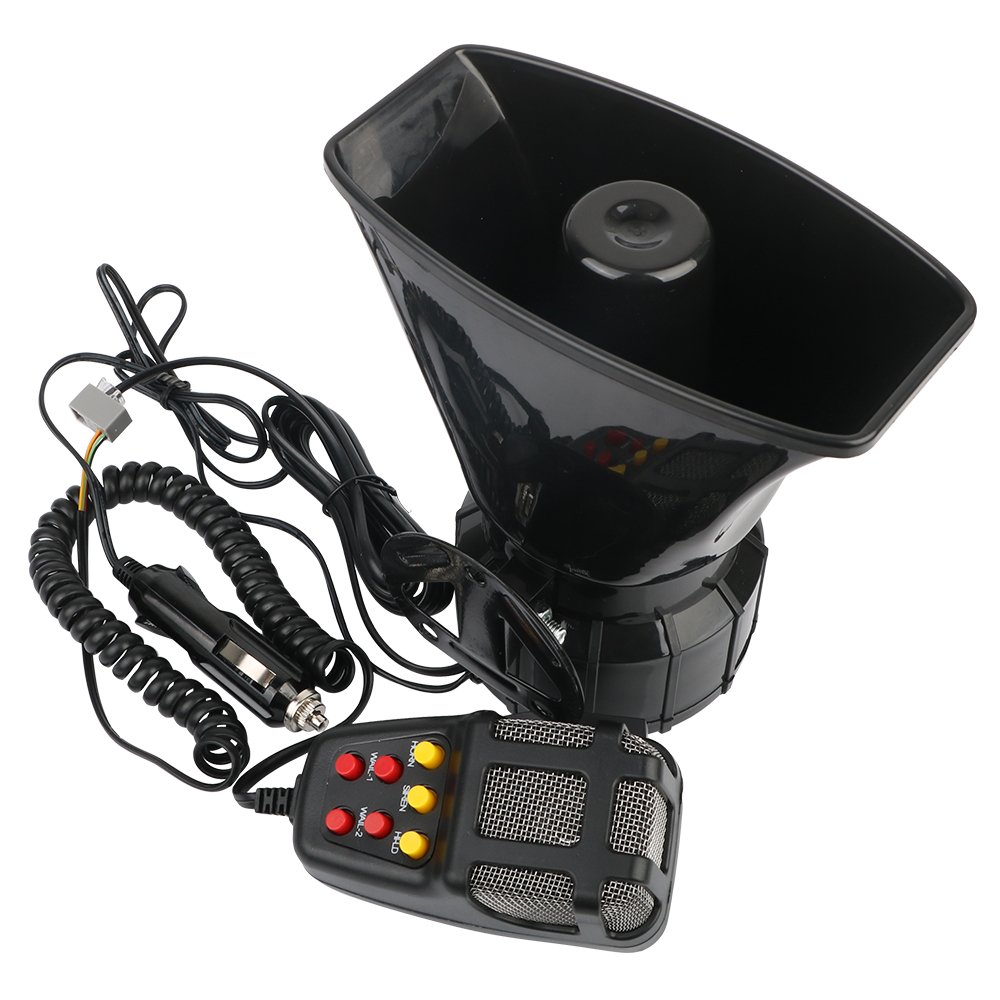 7 Sounds Car Horn Car Warning Alarm Megaphone 12V 100W Police Siren Air Horn Speaker Claxon Horn Cigarette Lighter Plug