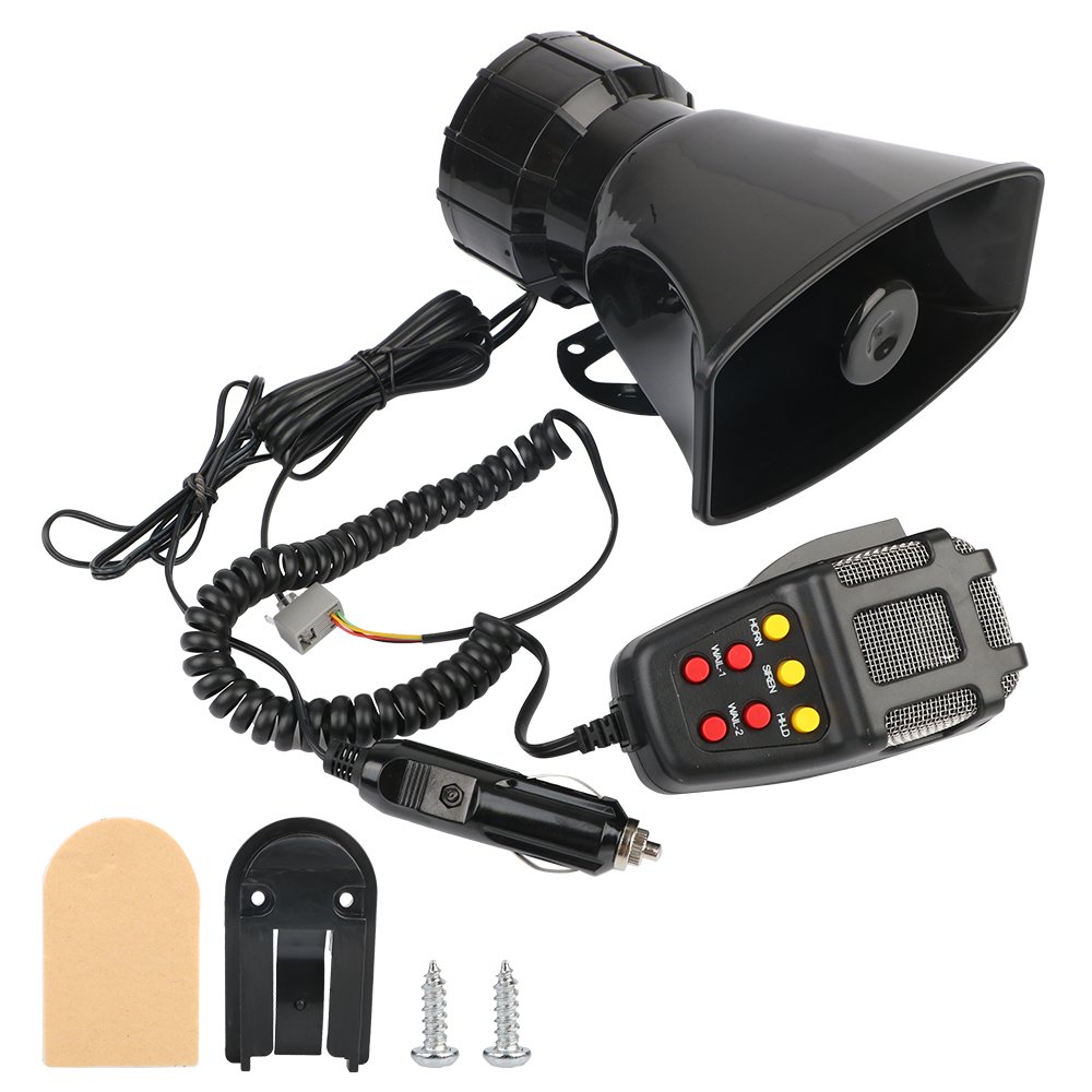 7 Sounds Car Horn Car Warning Alarm Megaphone 12V 100W Police Siren Air Horn Speaker Claxon Horn Cigarette Lighter Plug