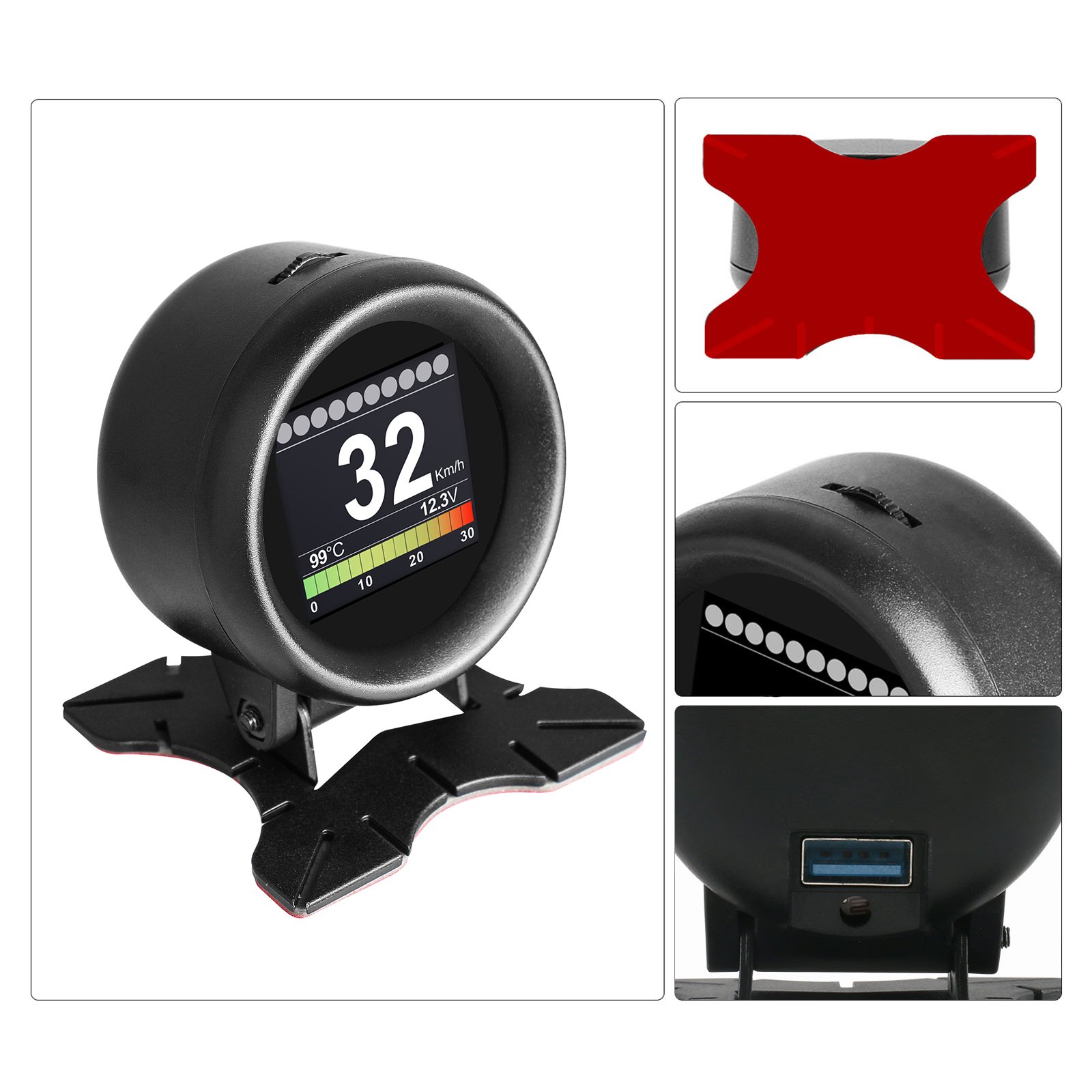 AUTOOL X60 Multi-function Digital Turbo Boost Pressure Meter Alarm Speed Oil Water Temp Gauge 12V OBDII Code Reader