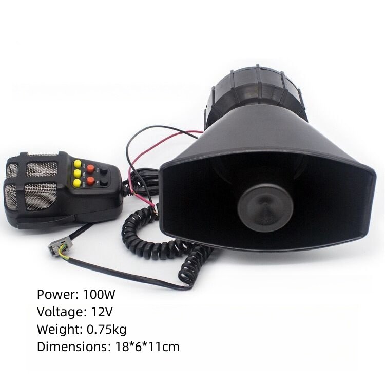 7-Tone Siren With PA Function and Alarm for Cars and Motorcycles (12V)