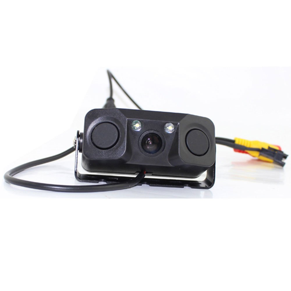 3 in 1 Car Parking Sensor Car Reverse Backup Rear View Camera with 2 Radar Detector Sensors Indicator Buzzer Alarm Auto Camera