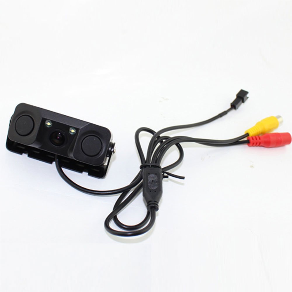 3 in 1 Car Parking Sensor Car Reverse Backup Rear View Camera with 2 Radar Detector Sensors Indicator Buzzer Alarm Auto Camera