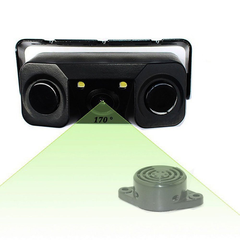 3 in 1 Car Parking Sensor Car Reverse Backup Rear View Camera with 2 Radar Detector Sensors Indicator Buzzer Alarm Auto Camera