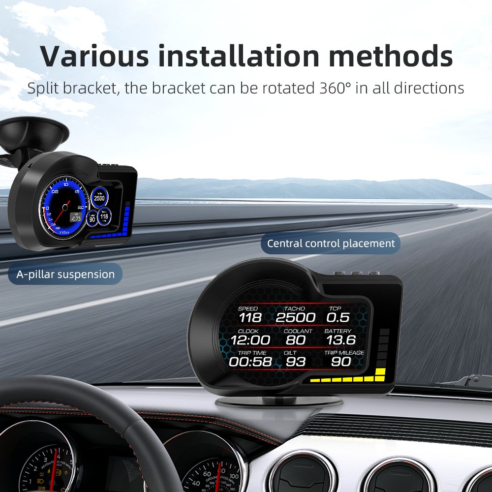 HUD F15 Multiple Interface OBD GPS Head Tpms Display Speedometer Smart OBD2 Gauge Car Gps Speed Display OBD2