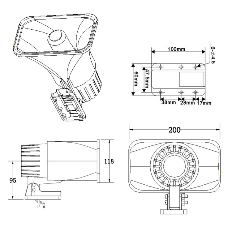 150dB White Electronic Alarm Siren Horn Indoor/Outdoor Security Siren 12V for Home Security System
