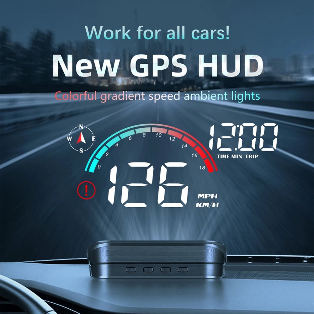 Car Head up Display Projector Screen Speed Meter Overspeed Alarm Digital GPS Speedometer with Odometer Car GPS HUD LCD Display