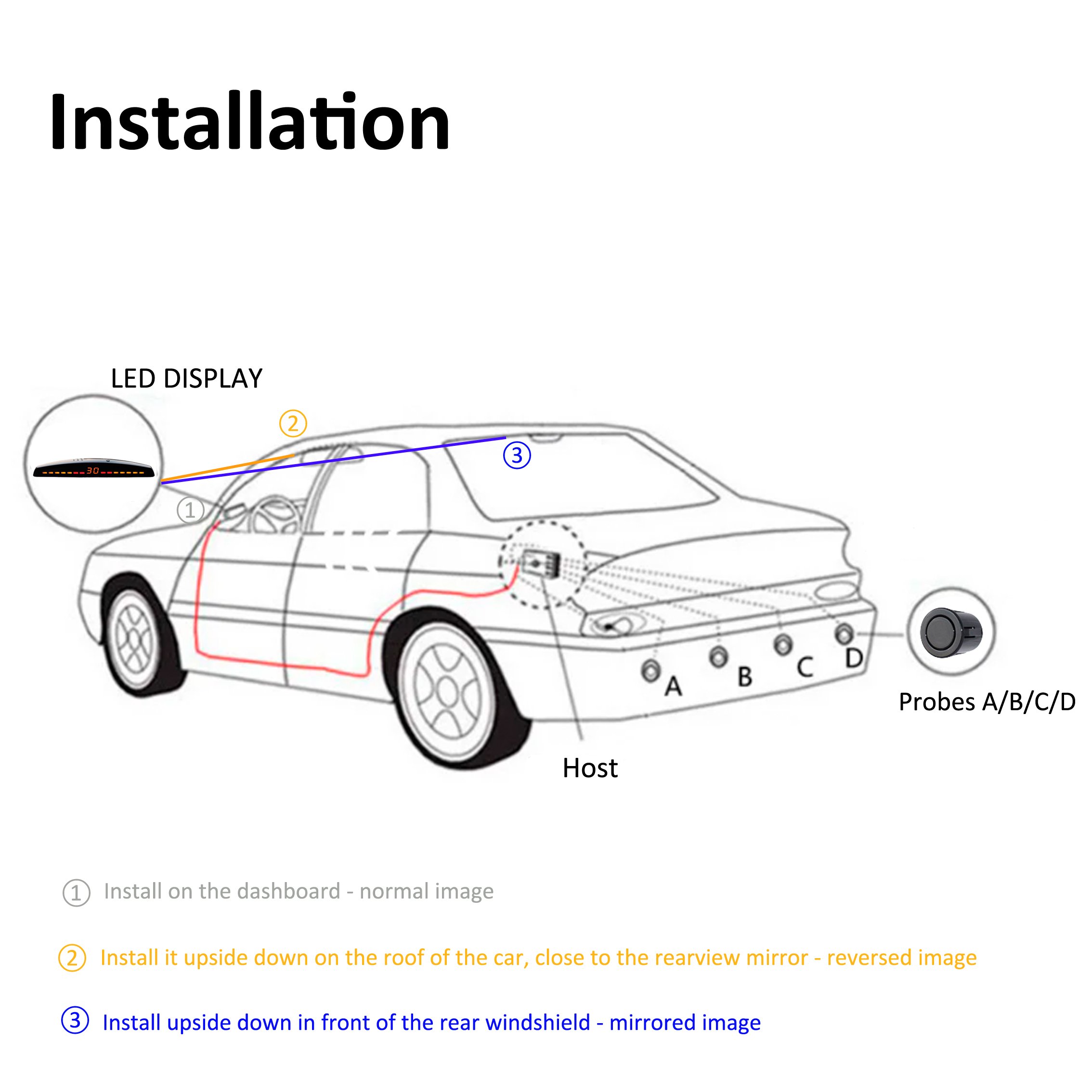 Car Parking Sensor Car Reversing Aid Reverse Camera Vehicle Parking Sensor LED Display Vehicle radar