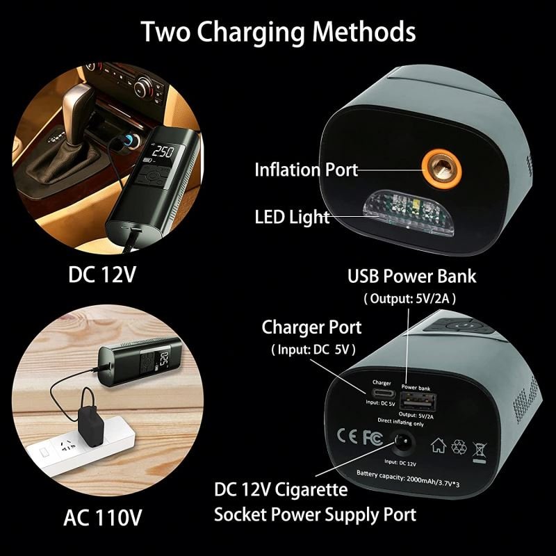 Wireless Handheld Inflation Car Tyre Pump Air Compressor 12V 101-150Psi Mini Portable Electric Air Pump for Car Tires