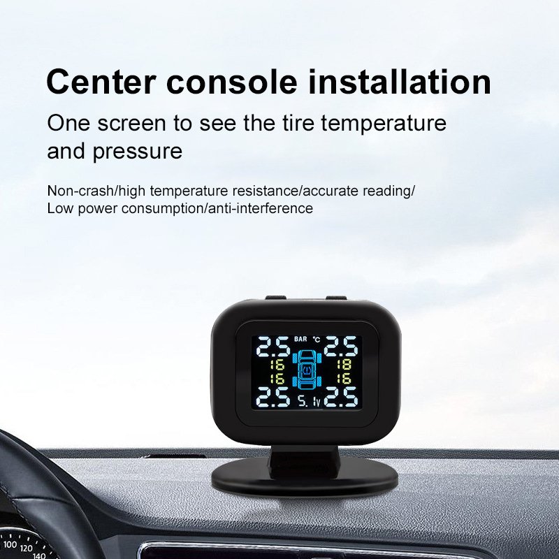 High Quality Car TPMS Tire Safety Monitoring System With USB Port Cigarette LCD Display TPMS External Sensor