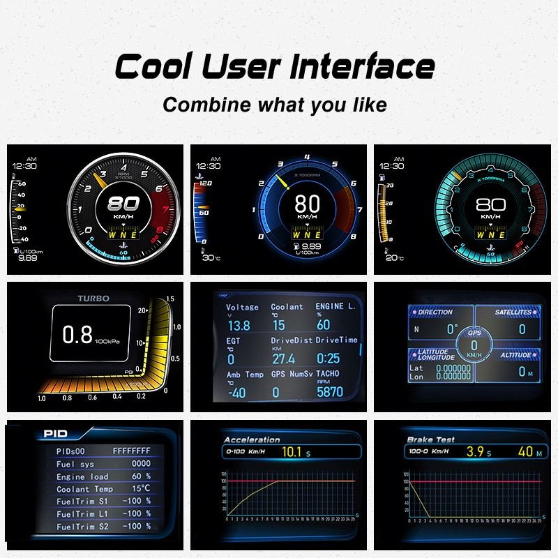 New Design Car Universal Heads up Display GPS HUD Speedometer With 15 Interfaces