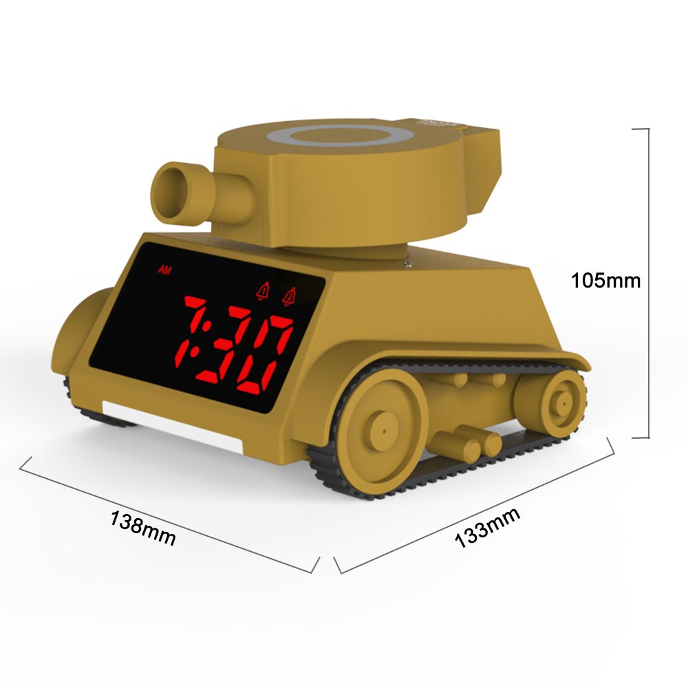 Student Electronic Alarm Clock Tank Model Children Dual Bell Alarm Clock Toy Car Air Car Toy for Kids Clock