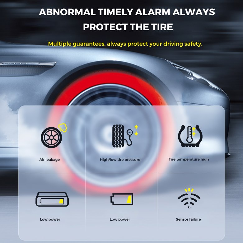 Motorcycle Tpms External Sensor Truck Tire Pressure Monitoring System Solar Charging Large Lcd Display Alarms Car Wireless Tpms
