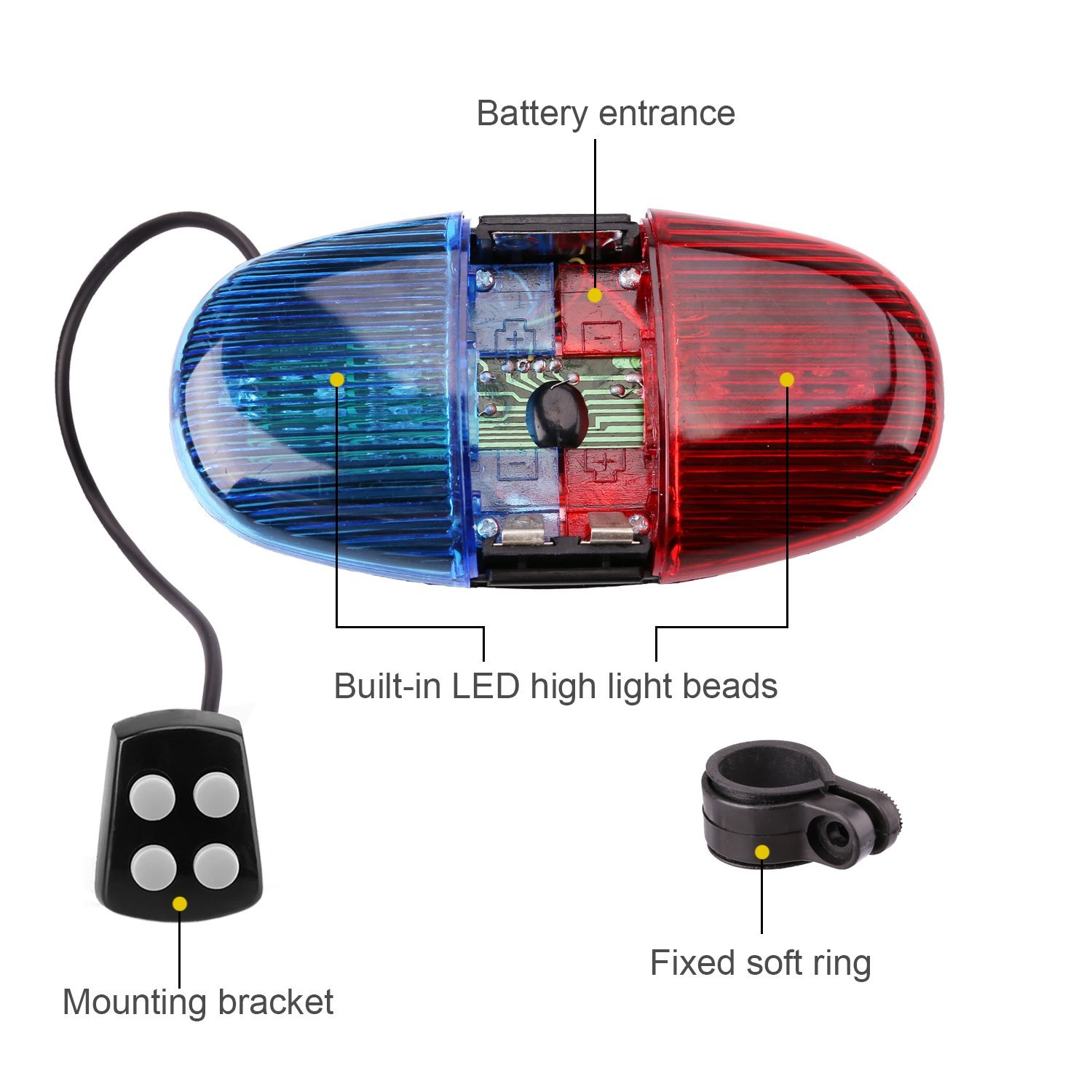 OEM Portable Mountain Bicycle Handlebars Turn Signal Horns with Flashing Lights for Night Riding Traffic Warning Equipment
